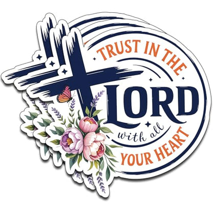 (3PCS) Trust in the Lord with All Your Heart Vinyl Sticker Pack Durable Waterproof Stickers for Laptop Water Bottle Car Bumper Phone Case - color: Trust in the Lord With All Your Hear