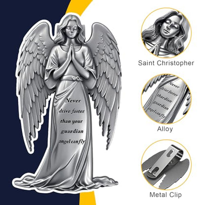 Guardian Angel Visor Clips for Cars，Reads Never Drive Faster Than Your Guardian Angel CAN Fly, New Driver Gifts, Car Accessories