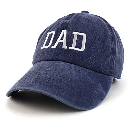 Trendy Apparel Shop Dad Embroidered Pigment Dyed Low Profile Cotton Cap - color: Navy