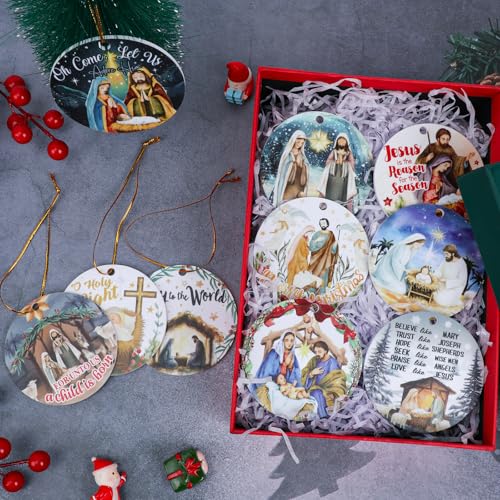 HOWAF Nativity Scene Ornaments for Christmas Tree, Christmas Nativity Scene Ornaments Gifts Bulk, Religious Catholic Gifts Birth of Jesus Christian Ornament