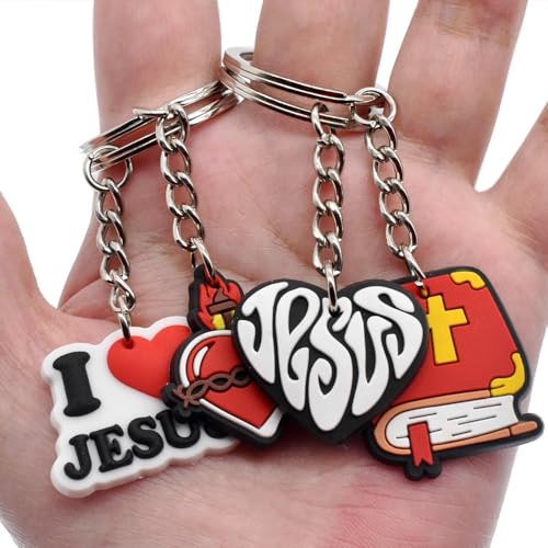 Papacharms 50PCS Jesus Keychains Christian Key Chain Cross Keychain for Christian Gift