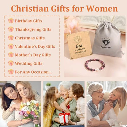 Christian Grandparents - Day Gifts for Women, Religious Cross Bracelet - color: Godis -Red