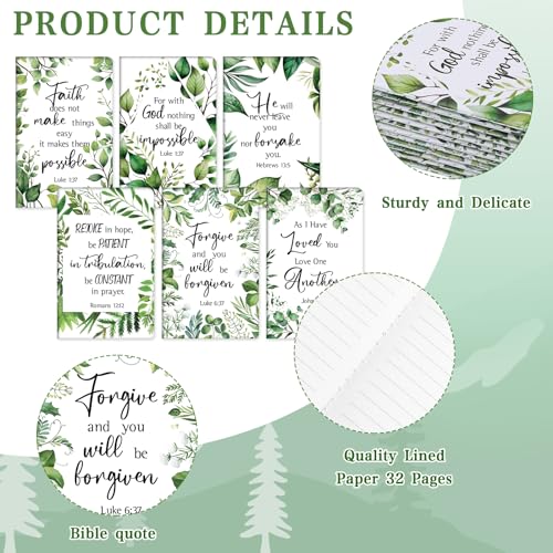 Colarr 24 Pcs Christian Women Gifts Bible Pens Notebooks, Greenery - style: Greenery