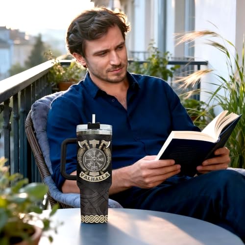 34HD Valhalla Viking 40 oz Tumbler with Handle, Hunter Life Gift - color: Viking Code