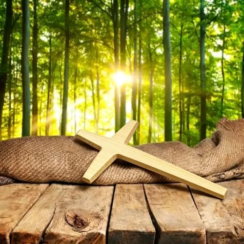 M UPTAOSUI 13 Inch Wooden Wall Cross, Solid Pine Farmhouse Decor