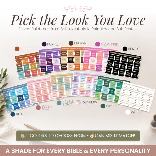 90 Christian Bible Tabs for Women - Pastel Boho - color: Pastel Boho