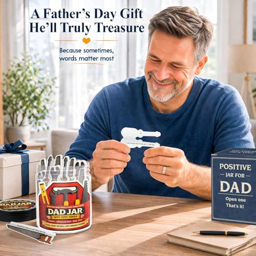 60 Dad Jokes Cards Jar, Funny Birthday Gift for Dads from Daughter, Son, Wife - Stocking Stuffers, Christmas White Elephant Gifts for Adults, Men Granpa Gift, Funny Gag Gifts for Men - color: Positive Dad Fix