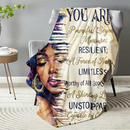 African American Black Girl Women Blanket - Christian Birthday Gifts Blanket- Inspirational Flannel Religious Spiritual Throw Blanket Home Decor 50x60inch - color: Hrmt6