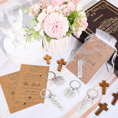 Siifert 24 Sets Christian Keychain Bible Verse Cross Keychain Bulk - color: Silver