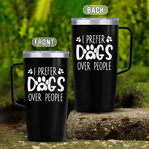 SANDJEST Funny Dog Tumbler with Handle 20oz Stainless Steel Insulated Coffee Travel Mug Cup Dogs Tumblers Dog Lovers Gifts for Men Women Birthday Christmas - color: Dog