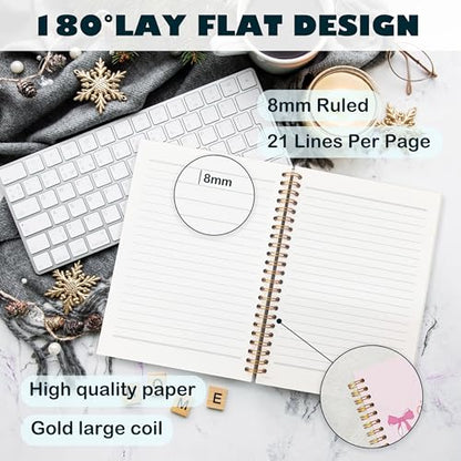 BearCake Coquette Bow Christian Notebook Journal, Religious Journal for Women, Christian Gifts for Women, and all My Life You Have Been Faithful Hardcover Spiral Notebook 5.5x8.3 - color: white Bible-so good