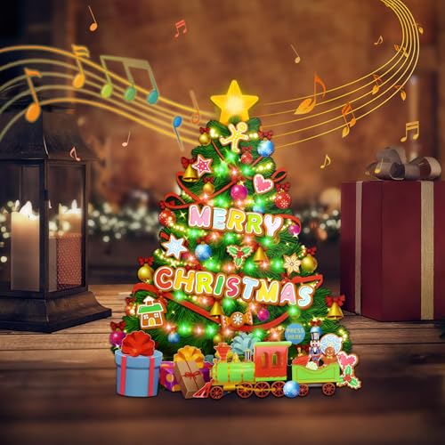 FaCraft Musical Christmas Tree Cards, 10" x 8" Handmade 3D Pop Up Christmas Card, Xmas Decoration, Easy to Stand Up, Lights Blinking Modes, with Envelope, Blank Insert and Seal, for Winter, Holidays - color: 2-Christmas Tree