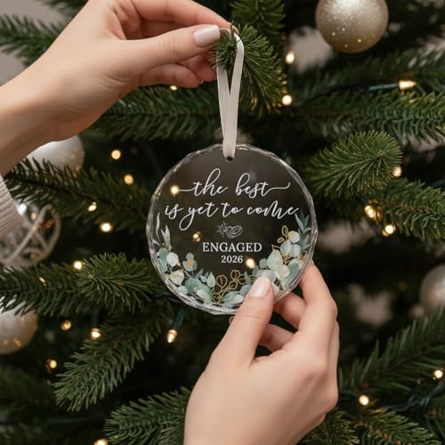HEXMOZ Engagement Gifts for Couples, Women - Engagement Ornament 2027 - color: Engaged 7 Glass