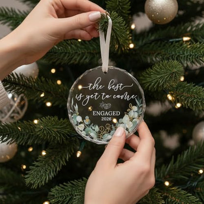 HEXMOZ Engagement Gifts for Couples, Women - Engagement Ornament 2027 - color: Engaged 7 Glass