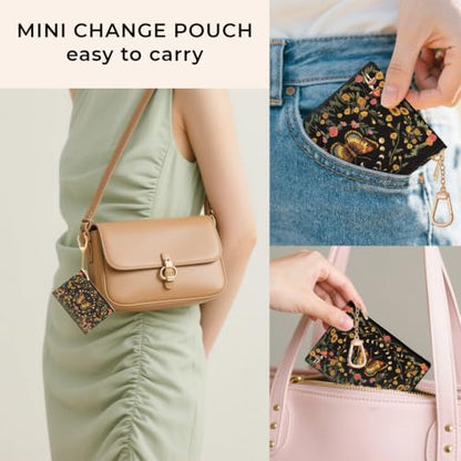 Butterfly Moon Keychain Coin Purse for Women, Small Change Pouch - color: Butterfly Moon