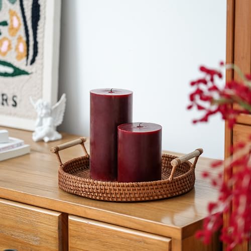 3x6 Inch Burgundy Pillar Candles Set of 3,Unscented Dark Red Pillar Candle - color: Burgundy, size: 3x6