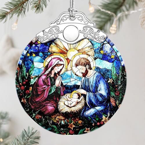 Christmas Ornament, Christmas Tree Decor, Christian Ornament, Nativity Scene, Religious Home Decor, Christian Gifts, Religious Gifts, Gift Exchange, Gift Idea - Pattern A - color: Nativity Pattern a