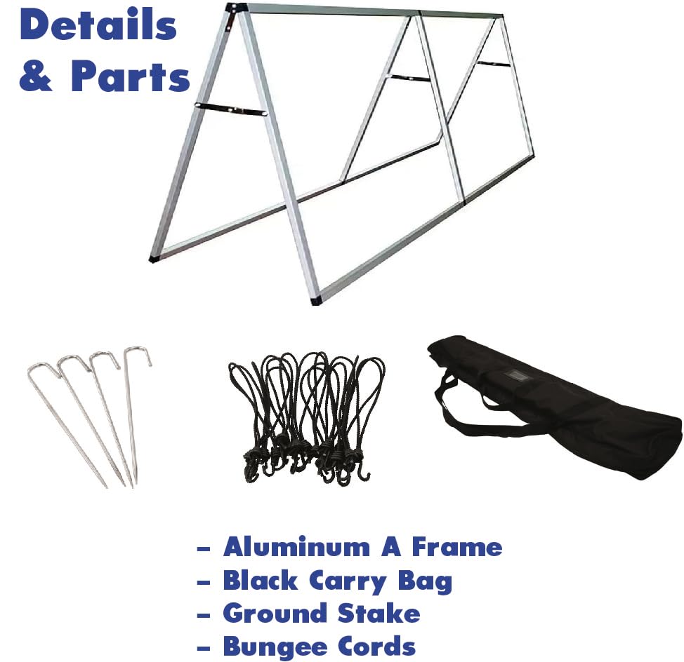 Aluminum Horizontal A-Frame Banner Stand-3’x 8’ Portable Outdoor Indoor Banner Stand, for Promotion & Sport Events, Advertising Display, Frame Only