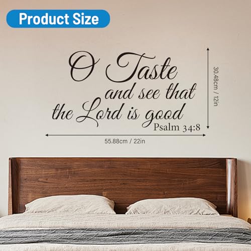 BATTOO O Taste and See That The Lord is Good - Vinyl Lettering Wall Decal Quote Bible Verse Scripture Psalm 34 8(Black, 22" WX12 H)