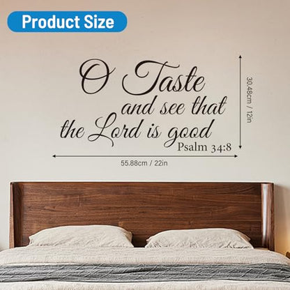 BATTOO O Taste and See That The Lord is Good - Vinyl Lettering Wall Decal Quote Bible Verse Scripture Psalm 34 8(Black, 22" WX12 H)
