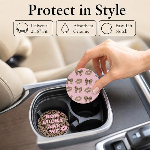 Car Coasters for Cup Holders, How Lucky We are Car Coasters Set of 2, B27 - color: How Lucky
