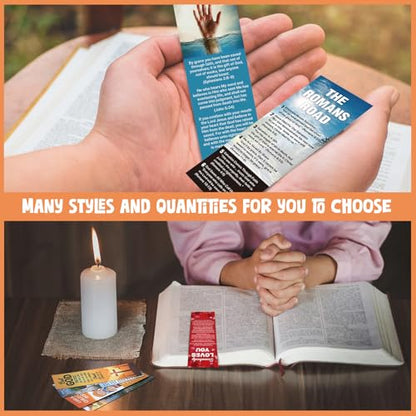 100 Pcs Gospel Tract Card Bible Tract for Evangelism Salvation Bookmarks Bulk Christian Pocket Card Inspirational Prayer Postcards for Women Men Church & Office Supplies, 20 Designs