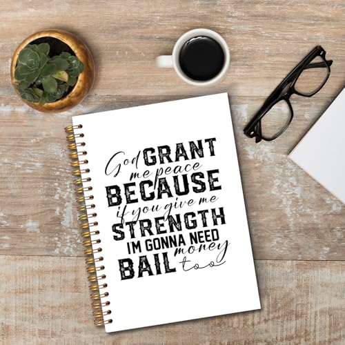 JINYO Funny Christian Notebook for Women Men, God Grant Me Peace Bible Journal, Religious Prayer Journal for Woman, Church Notes Notebook, Scripture Spiral Notebooks 5.5x8.3 Inch - color: white God Grant Me Notebook