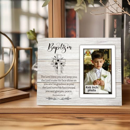 Baptism Gift Picture Frame, Baby Baptism Frame For Boys, Baptism Photo Frame For Godson, Christening Gifts For Boys, Personalized Photo Frame, for 4x6 Photo