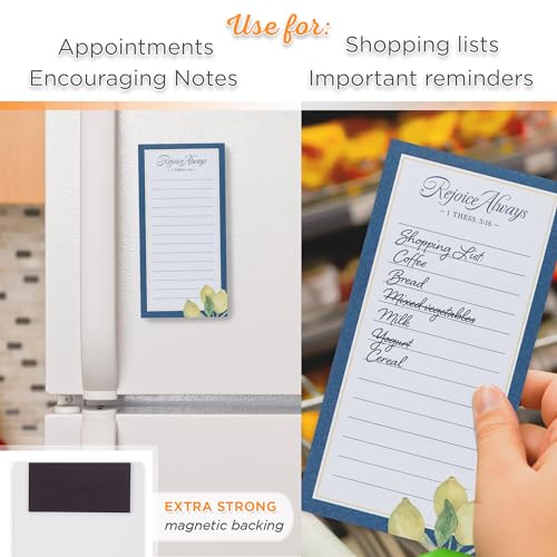 Christian Art Gifts Magnetic Notepad & Pen Set, Lemon Theme, Rejoice Always - color: Navy & Yellow Lemon/Rejoice Always
