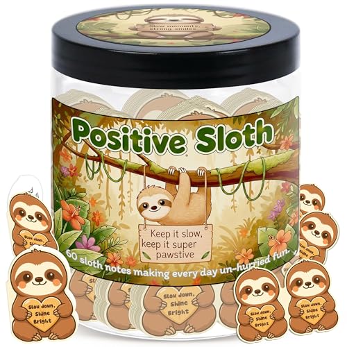 Positive Sloth Jar With 60 Affirmation Cards, Sloth Gifts For Women, Emotional Support Sloth For Stress Relief, Sloth Birthday Decorations, Graduation Sloth Teacher Gifts - color: Positive Sloth