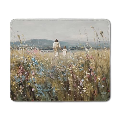 Christian Jesus Mouse Pad, Jesus with Girl Peaceful Faith Religious Mouse Pads Mousepad for Home Office Dorm Computers Laptop Supplies Desk Accessories, 9.5x7.9 Inch - color: 29Child, size: 9.5L x 7.9W inches