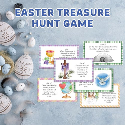 Easter Themed Handheld Scavenger Hunt, At Home Religious Scavenger Treasure Hunt Cards for Adults, Easter Christian Party Games for Family, Jesus Clue Card Game with Envelopes, 03 - style: Easter Christian