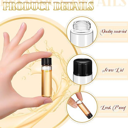 Lallisa 80 Pcs 7 ml Glass Vials with Screw Caps, Leakproof Small Glass Bottles Bulk, Mini Sample Vials with Plastic Stopper for Essential Oils, Sample, DIY Craft (Clear with Black Cap) - color: Clear with Black Cap, size: 7 ml