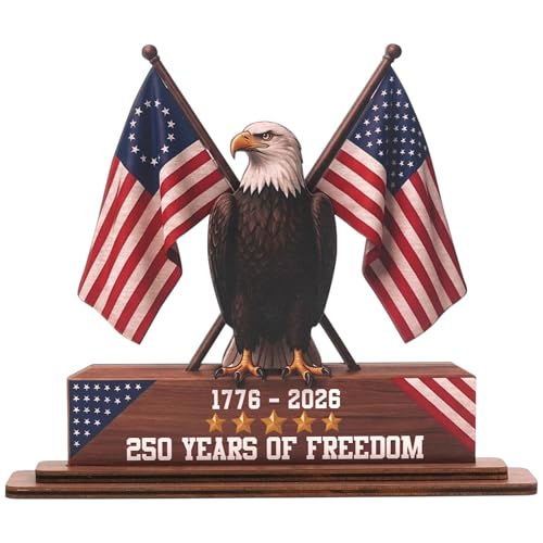 250th Anniversary American Wooden Plaque, 1776-2026 Patriotic USA Decor - color: KAT- K- USA - Plaque 2