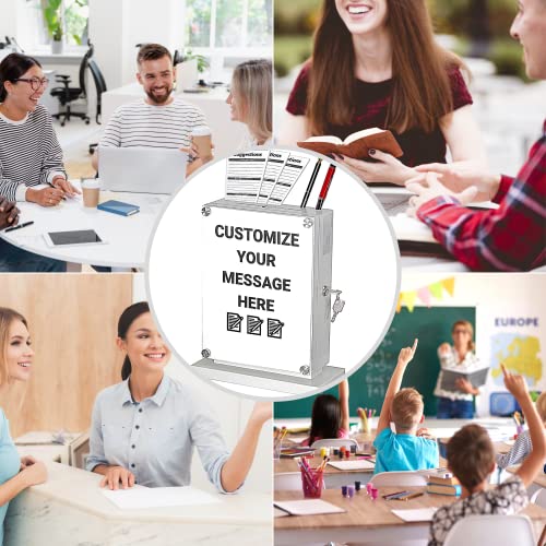 POCHAR Large Metal Suggestion Box With Slot and Lock, Safe Lock Tip Jar - color: White