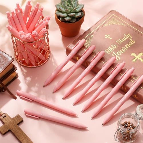 Sayglossy 100 Pcs Christian Spanish Ballpoint Pen Relgious Gift, Pink - color: Pink