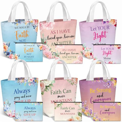24 Pcs Christmas Christian Gift Bible Verse Tote Bag - style: Bright