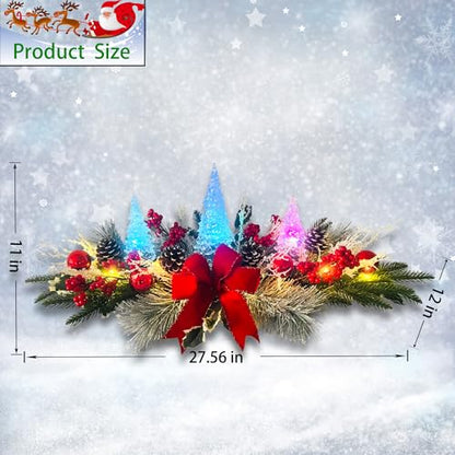 Eksen Lighted Christmas Table Centerpiece with Color-Changing LED Acrylic Trees, 27" Christmas Table & Mantel Decor, 5 Light Modes