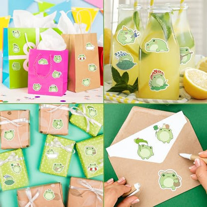 Cartoon Frog Sticker Rolls, 1000Pcs Frog Animal Stickers 2 Rolls - style: Cartoon Frog