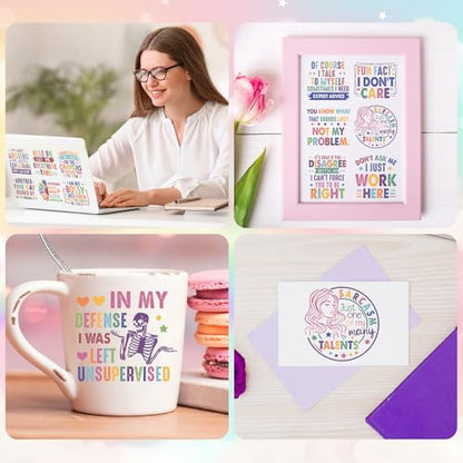 20 Sheets Funny Sarcastic UV DTF Cup Wrap Transfer Decals for Mug - style: Colorful Sarcastic