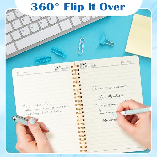 CNhoqc Blue Coquette Spiral Notebook, 4 Pcs Inspirational Bible Verse Bow