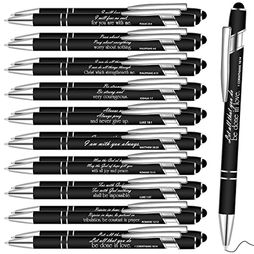 Teling 20 Pcs Christian Engraved Pens with Bible Verse Black Ink