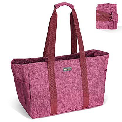 BALEINE Soft 9 Gallon Extra Large Utility Tote, Foldable Reusable Storage Bag (Berry Pink) - color: Berry Pink, size: 1-Pack