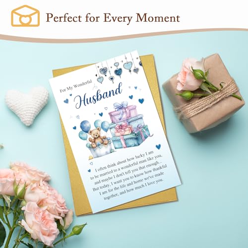 Qiliji Happy Birthday Card for Husband, Husband Birthday Cards Gifts from Wife, Romantic Bday Card from Wife - color: Husband Birthday