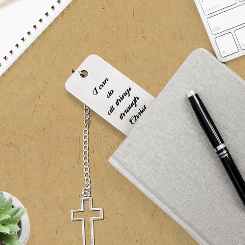 Metal Material Christian Bookmarks with Quote,Silver Bible Bookmark, Jesus Bookmark for Reading and Serenity Prayer