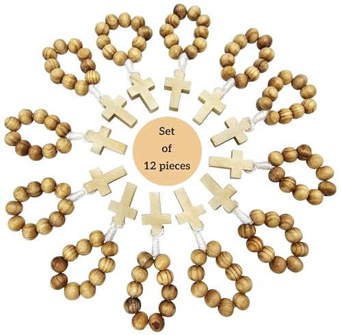 TALISMAN4U Catholic Finger Rosary Wooden Prayer Rings, 12 Pack