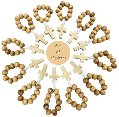 TALISMAN4U Catholic Finger Rosary Wooden Prayer Rings, 12 Pack