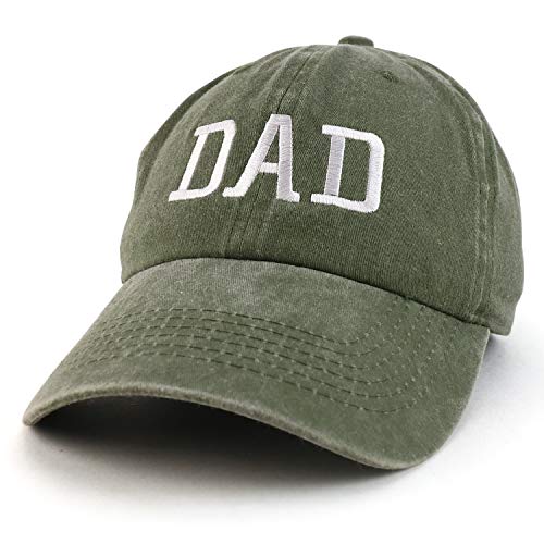 Trendy Apparel Shop Dad Embroidered Pigment Dyed Low Profile Cotton Cap - color: Olive