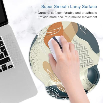 ITNRSIIET Ergonomic Mouse Pad with Wrist Support Wrist Rest Smooth Surface Non-Slip Rubber Base Comfortable Office Supplies Pain Relief, 9.8 x 9.1 inches, Abstract Leaf - color: Abstract Leaf