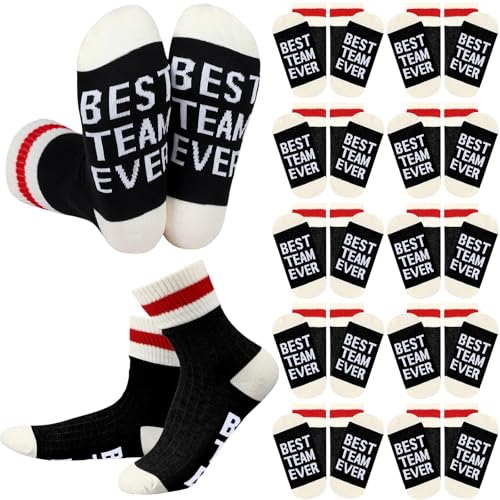 Glitopper 12 Pairs Best Team Ever Gift Socks Bulk - color: Black, style: Team